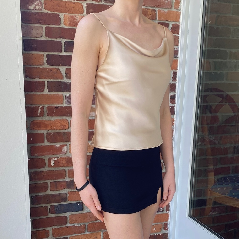 Verge Girl Satin Cowl Neck Camisole in Cream
